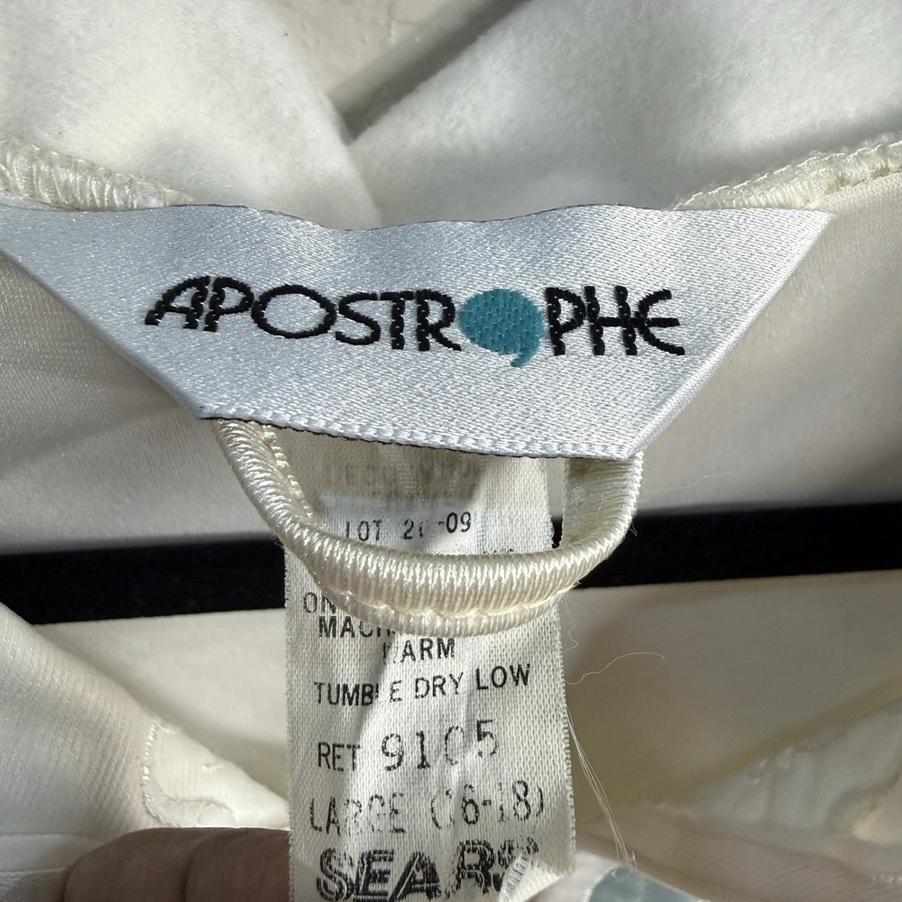 Vintage Sears Apostrophe Sz L Nightgown White Long Sleeve Front‎ Zip Prairiecore - Picture 3 of 7